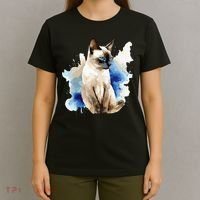 Siamese Painting Watercolor Kitten Cat Lover Siamois Kitty T-Shirt thumb 4