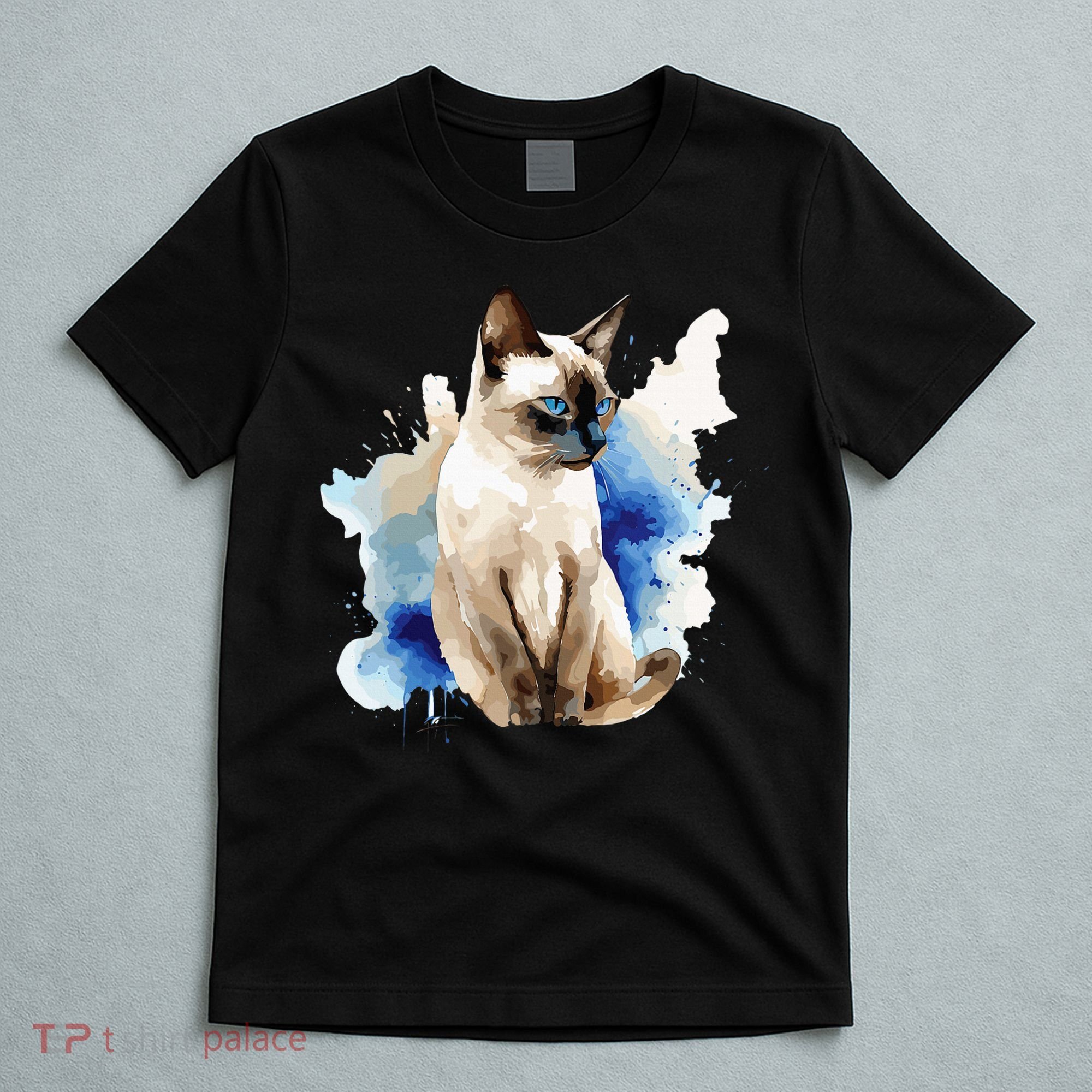 Siamese Painting Watercolor Kitten Cat Lover Siamois Kitty T-Shirt