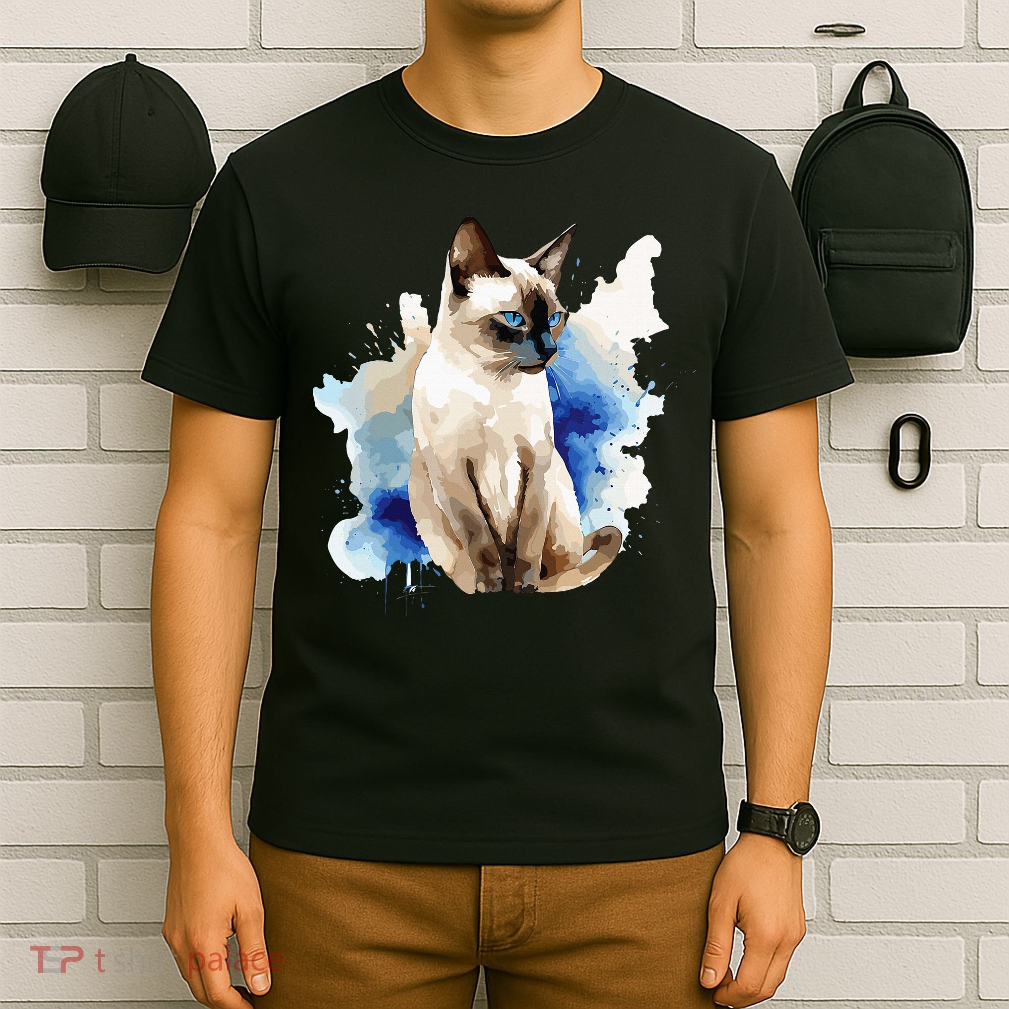 Siamese Painting Watercolor Kitten Cat Lover Siamois Kitty T-Shirt