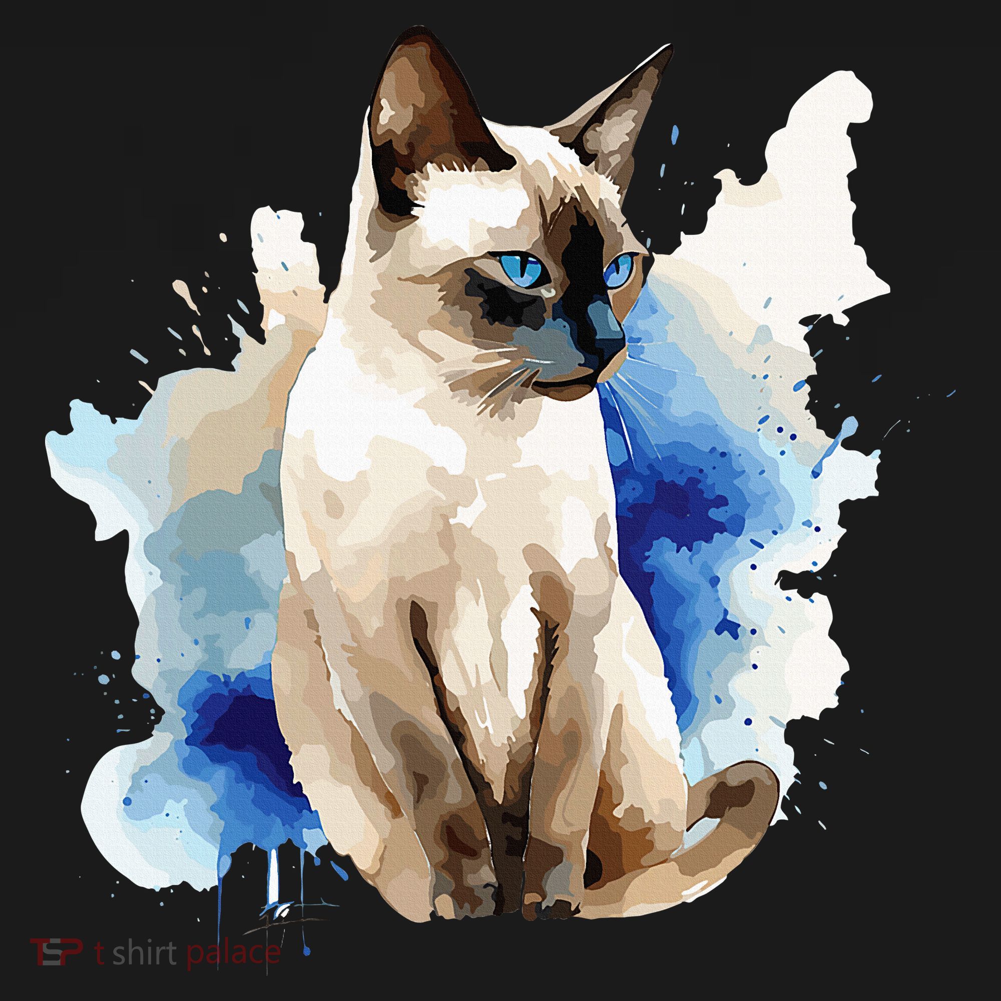 Siamese Painting Watercolor Kitten Cat Lover Siamois Kitty T-Shirt