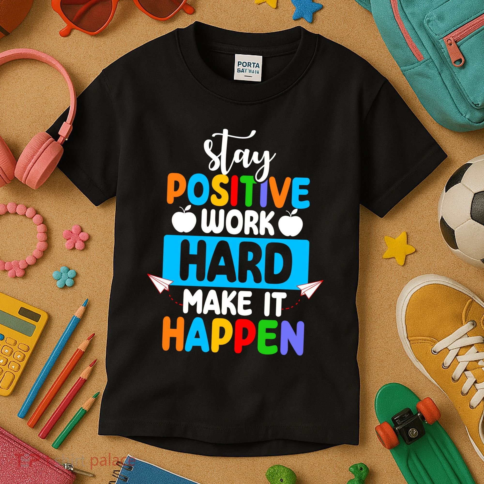Stay Positive Work Hard Make It Happen Kids T-Shirt