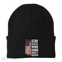 Stay Positive Work Hard Make It Happen Motivation Beanie thumb 0