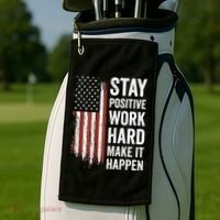 Stay Positive Work Hard Make It Happen Motivation Golf Towel thumb 2