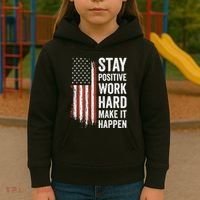 Stay Positive Work Hard Make It Happen Motivation Kids Hoodie thumb 3