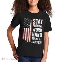 Stay Positive Work Hard Make It Happen Motivation Kids T-Shirt thumb 2