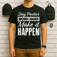 Stay Positive Work Hard Make It Happen Motivational T-Shirt thumb 6