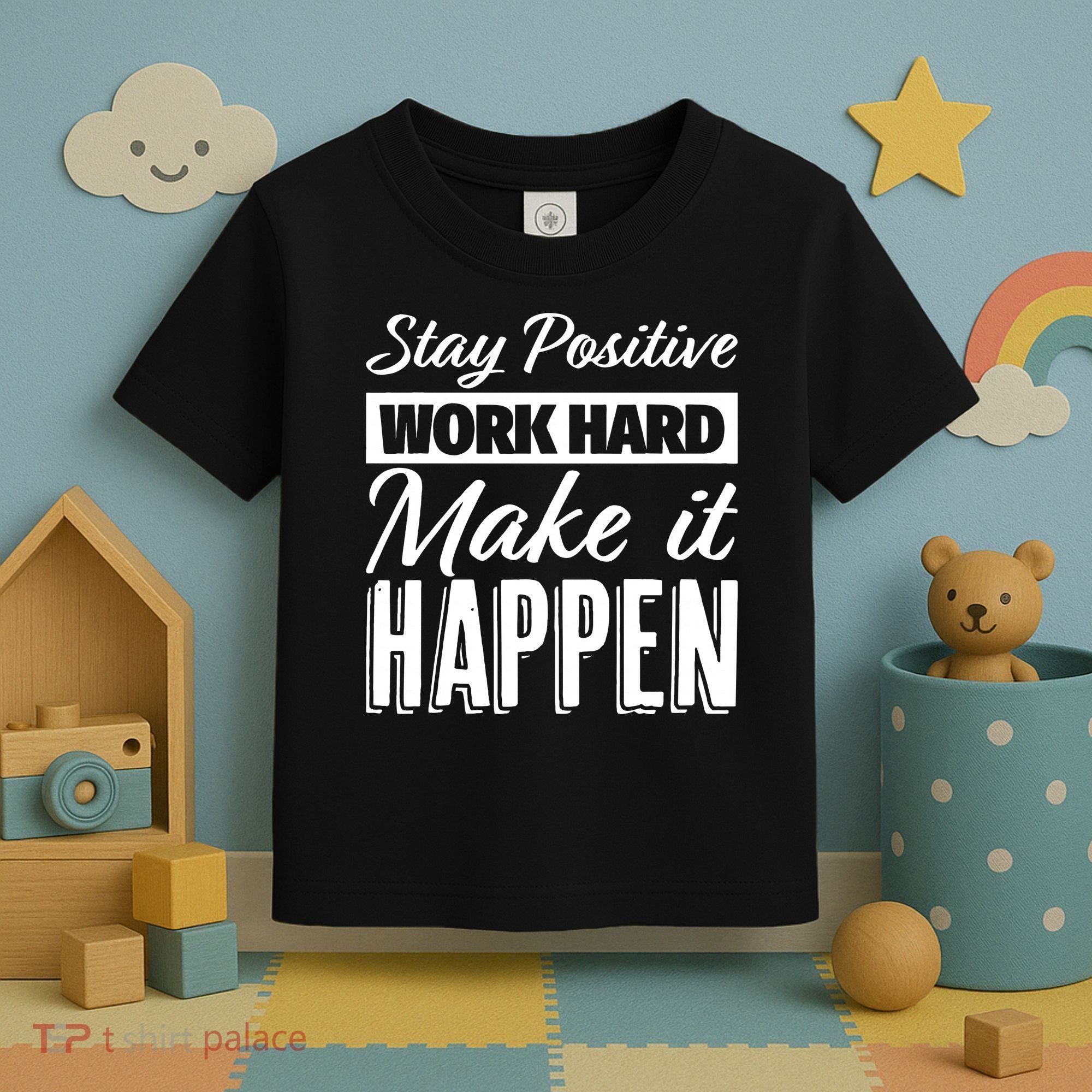 Stay Positive Work Hard Make It Happen Motivational Toddler T-Shirt