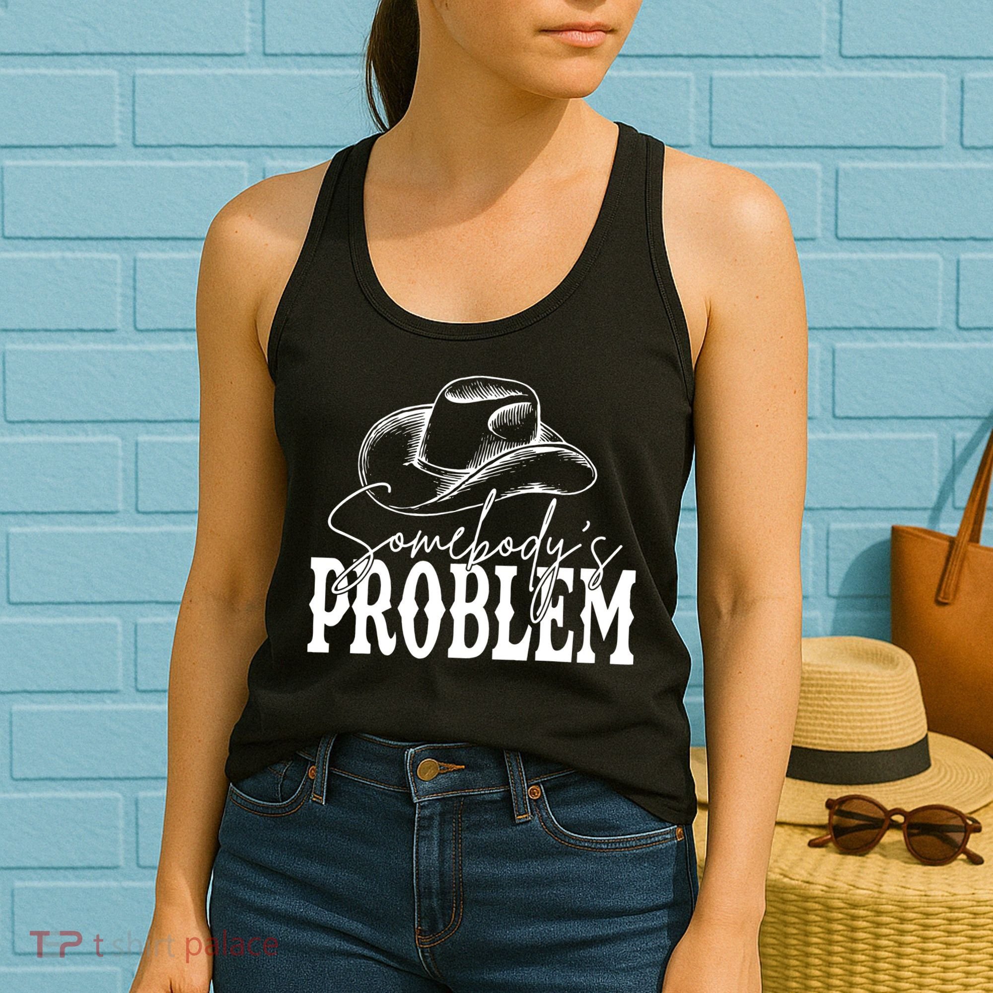 Somebody's Problem Western Country Cow Morgan Fan Women's Tank Top
