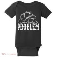 Somebody's Problem Western Country Cow Morgan Fan Baby Bodysuit thumb 0