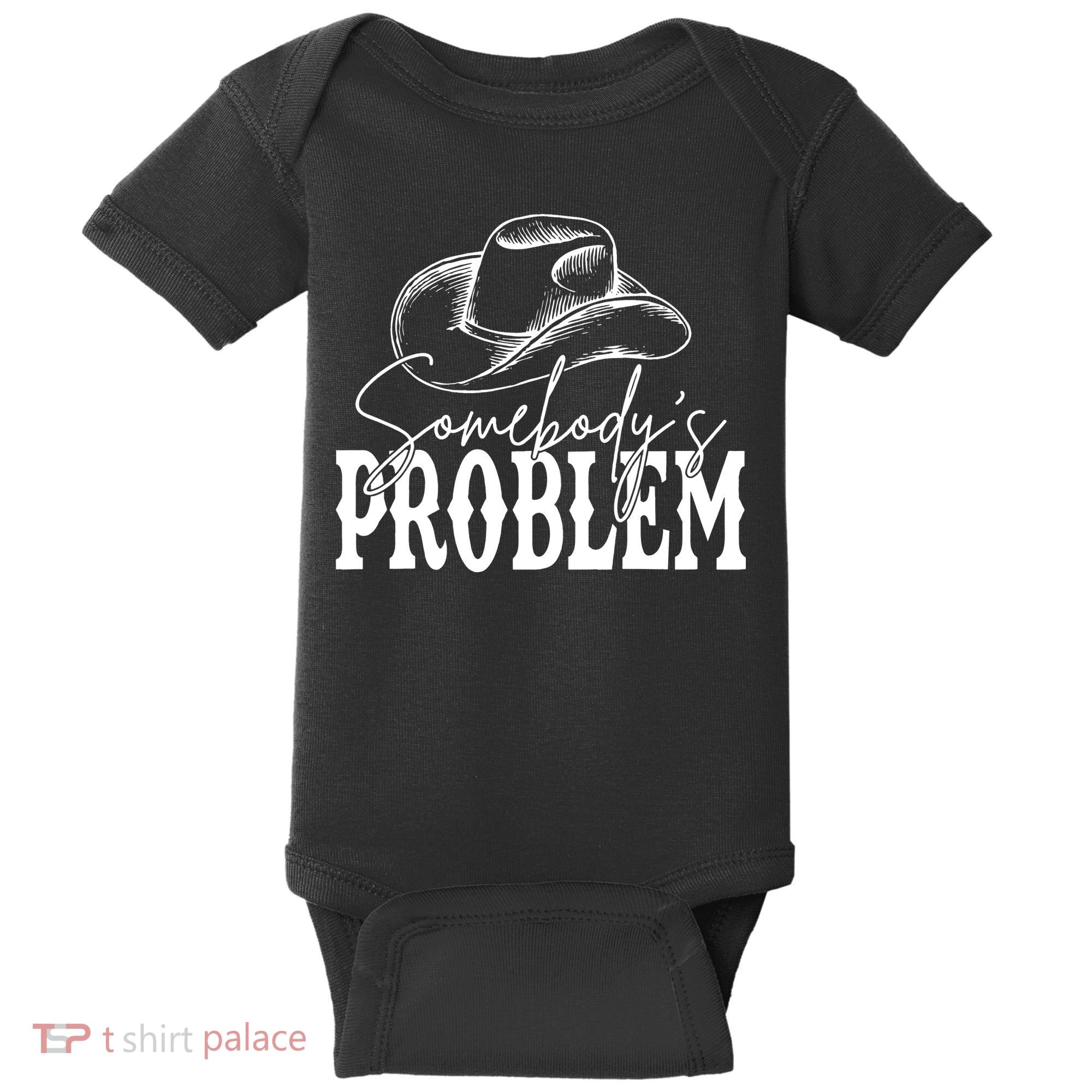 Somebody's Problem Western Country Cow Morgan Fan Baby Bodysuit