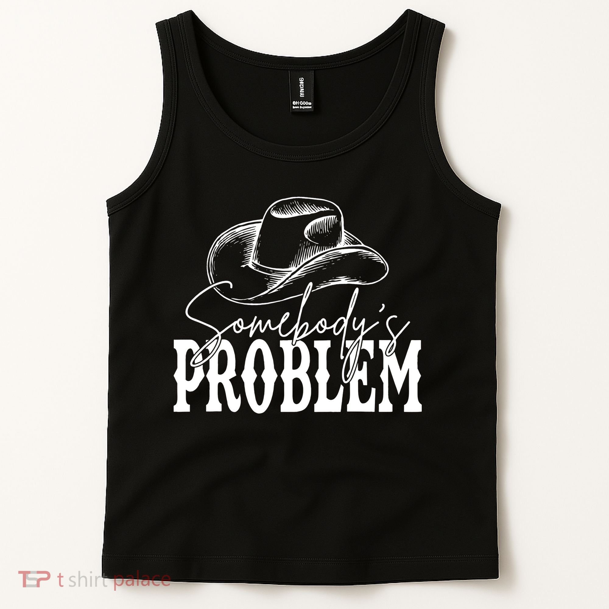 Somebody's Problem Western Country Cow Morgan Fan Tank Top