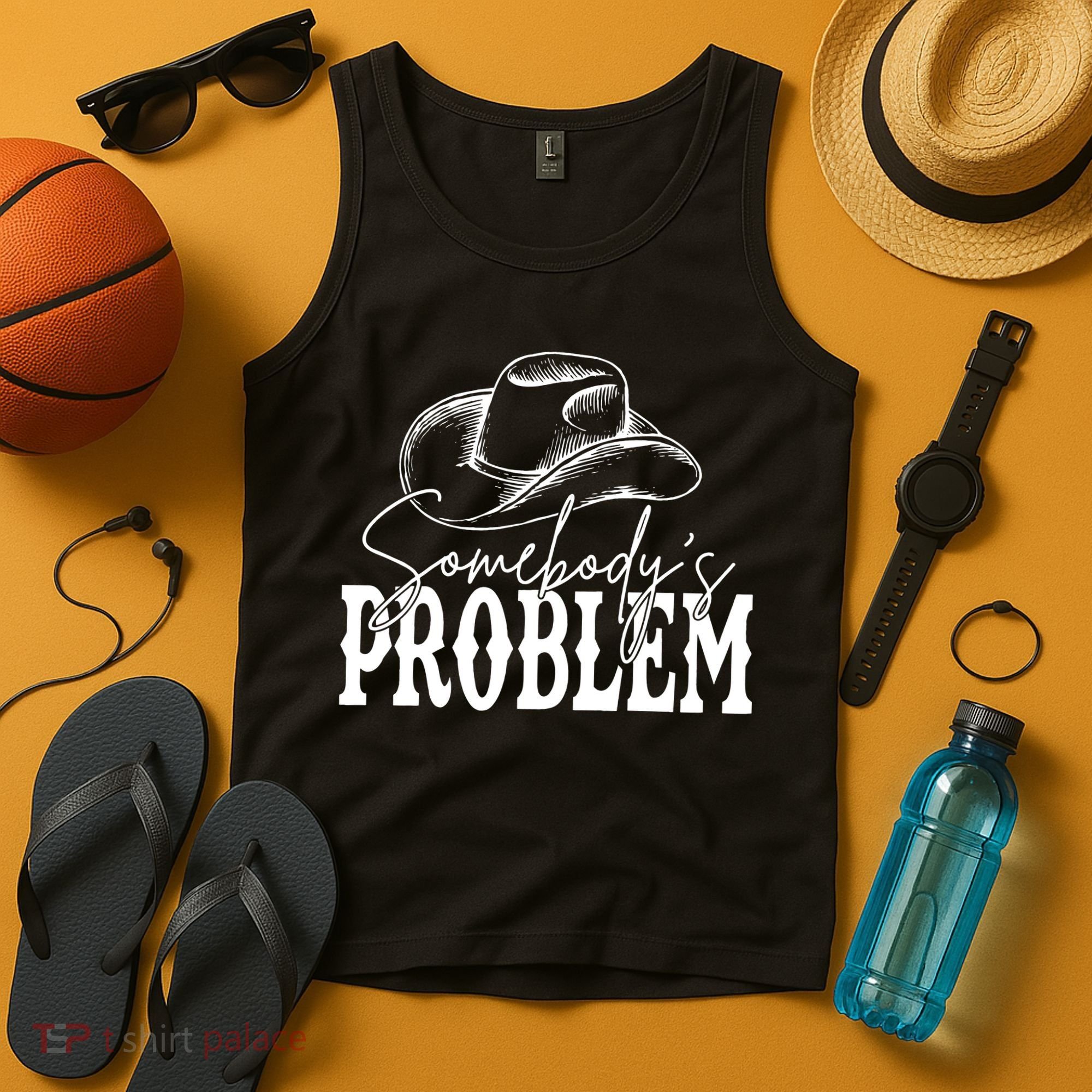 Somebody's Problem Western Country Cow Morgan Fan Tank Top