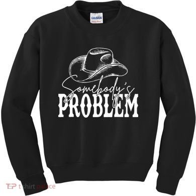 Somebody's Problem Western Country Cow Morgan Fan Kids Sweatshirt