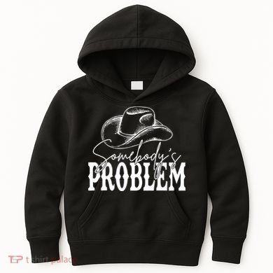 Somebody's Problem Western Country Cow Morgan Fan Kids Hoodie