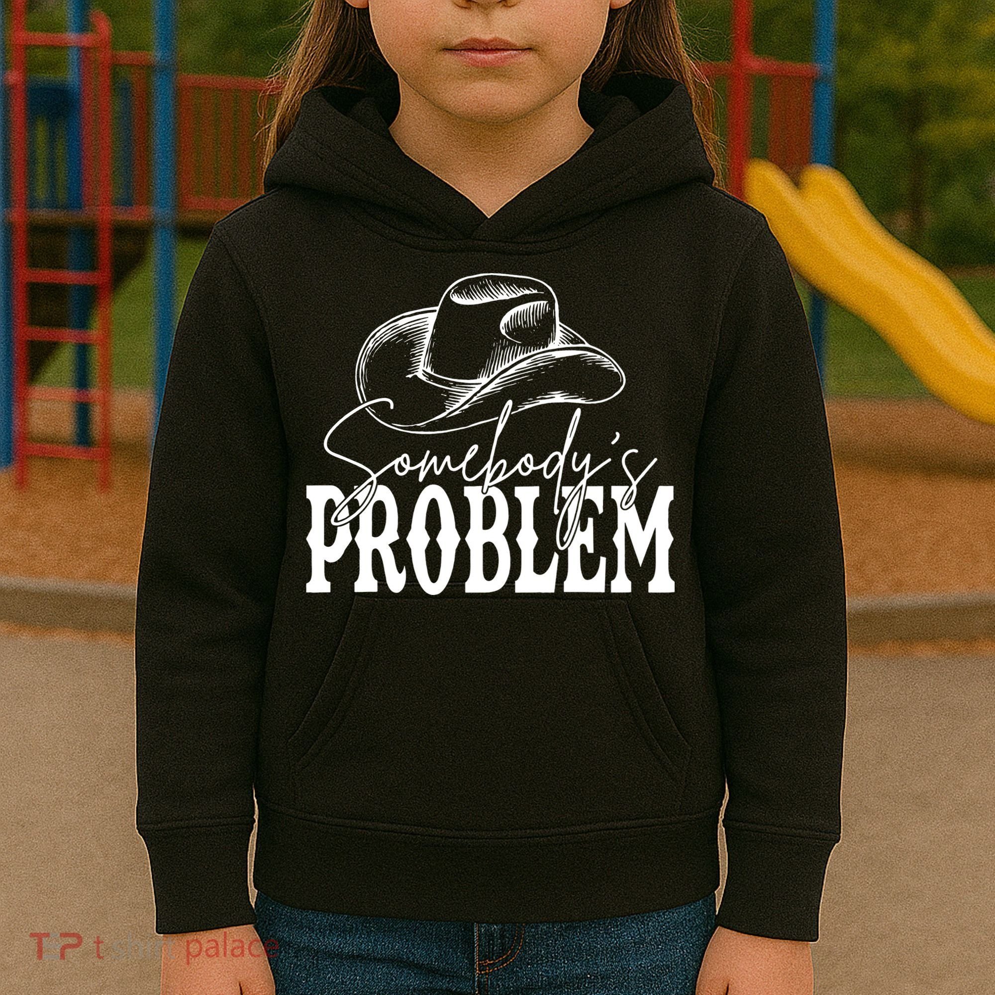 Somebody's Problem Western Country Cow Morgan Fan Kids Hoodie