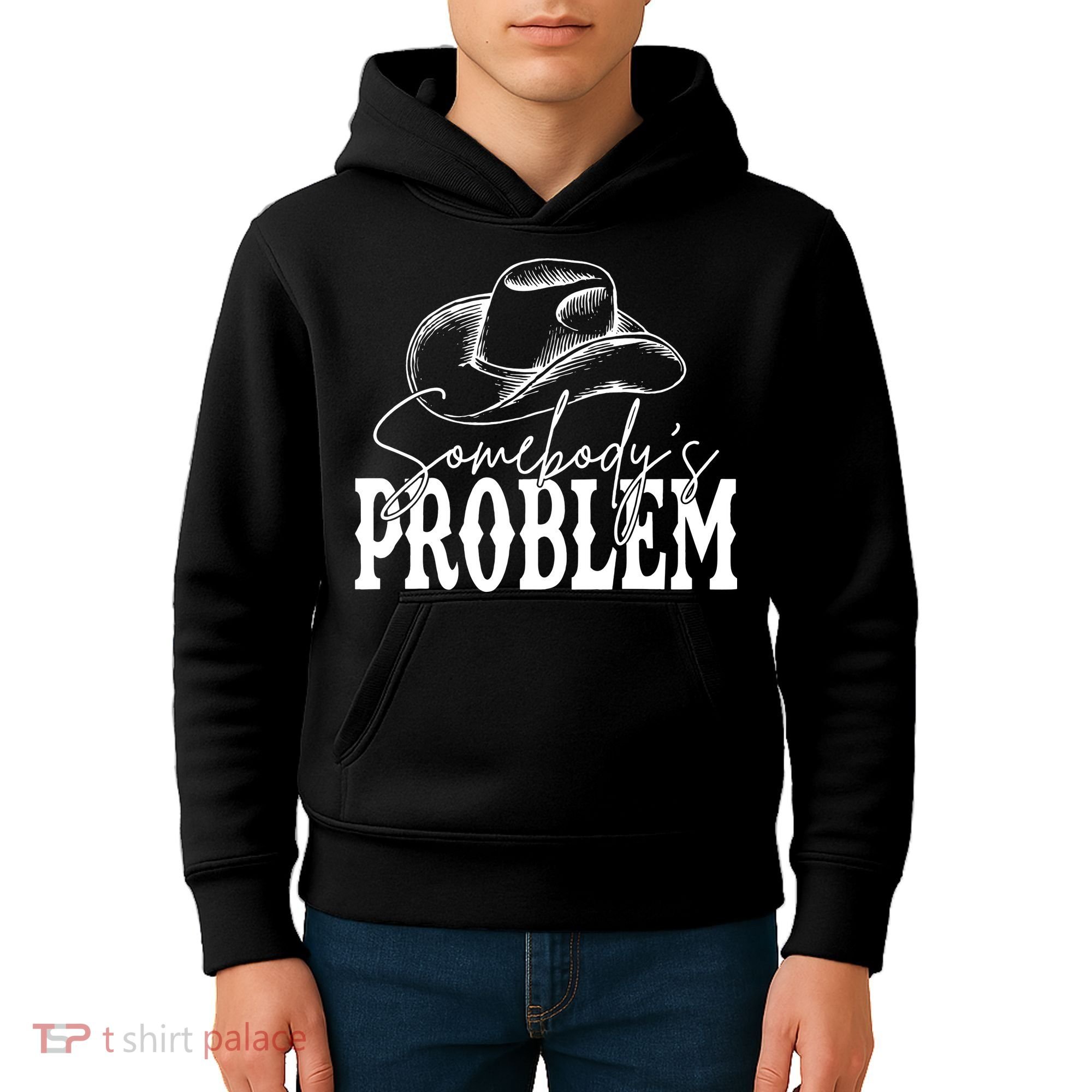 Somebody's Problem Western Country Cow Morgan Fan Kids Hoodie