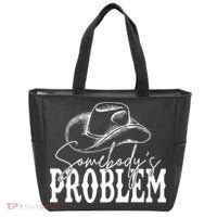 Somebody's Problem Western Country Cow Morgan Fan Tote Bag thumb 0