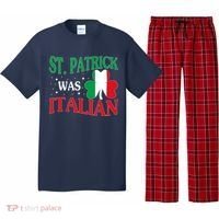St. Patrick Was Italian Funny St patrick's day Shamrock Flag Pajama Set thumb 0