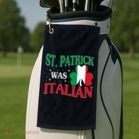 St. Patrick Was Italian Funny St patrick's day Shamrock Flag Golf Towel thumb 2