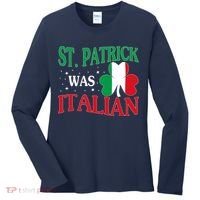 St. Patrick Was Italian Funny St patrick's day Shamrock Flag Women's Long Sleeve Shirt thumb 0