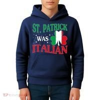 St. Patrick Was Italian Funny St patrick's day Shamrock Flag Kids Hoodie thumb 4