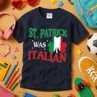 St. Patrick Was Italian Funny St patrick's day Shamrock Flag Kids T-Shirt thumb 3
