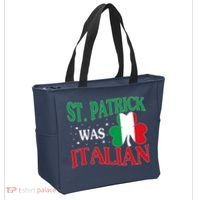 St. Patrick Was Italian Funny St patrick's day Shamrock Flag Tote Bag thumb 2