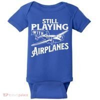 Still Playing With Airplanes Aviation Lover Airline Pilot Baby Bodysuit thumb 0