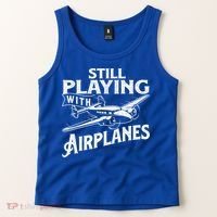 Still Playing With Airplanes Aviation Lover Airline Pilot Tank Top thumb 2