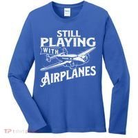 Still Playing With Airplanes Aviation Lover Airline Pilot Women's Long Sleeve Shirt thumb 0