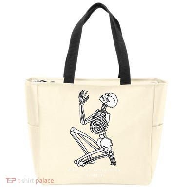 Skeleton Praying X Lord Have Mercy Sinner Gothic Blackwork Tote Bag
