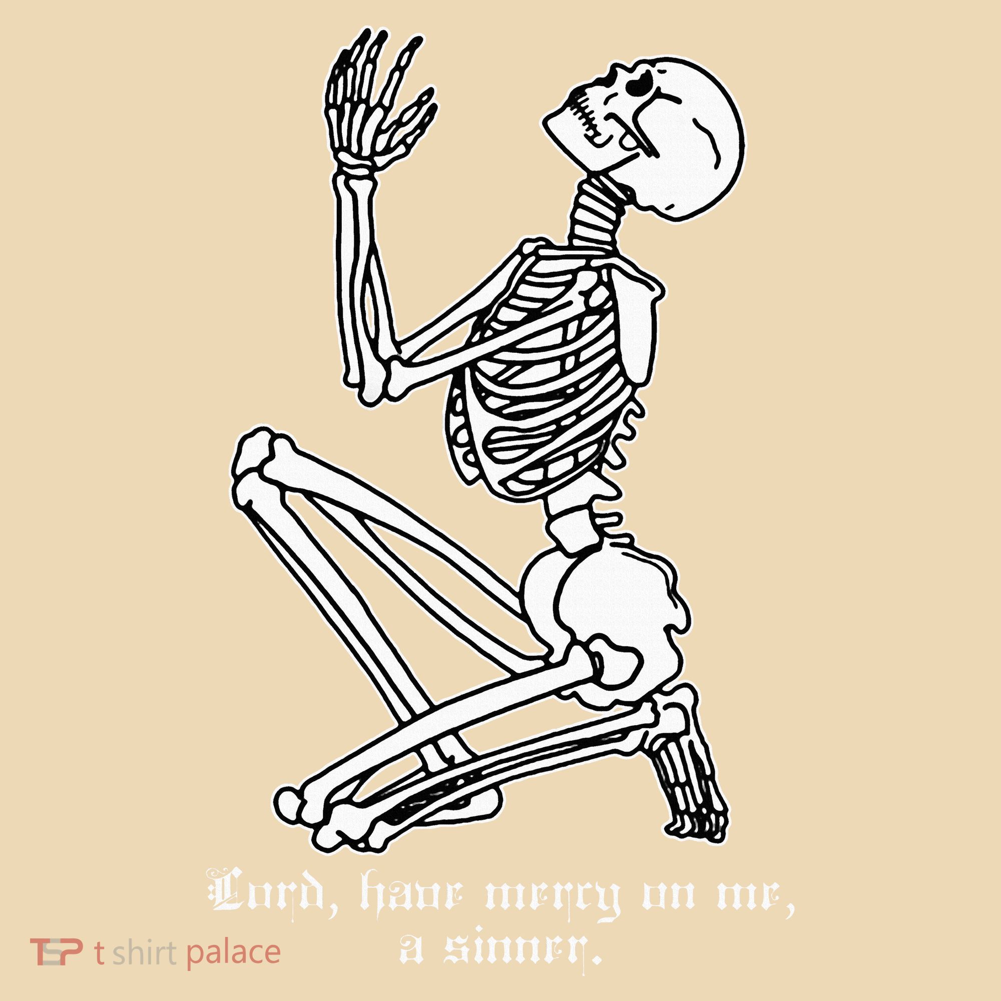 Skeleton Praying X Lord Have Mercy Sinner Gothic Blackwork Tote Bag