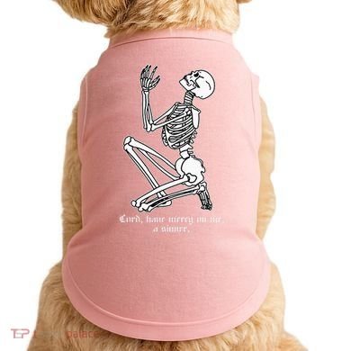 Skeleton Praying X Lord Have Mercy Sinner Gothic Blackwork Doggie Tank