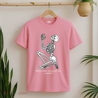 Skeleton Praying X Lord Have Mercy Sinner Gothic Blackwork T-Shirt thumb 2