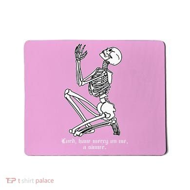 Skeleton Praying X Lord Have Mercy Sinner Gothic Blackwork Mousepad