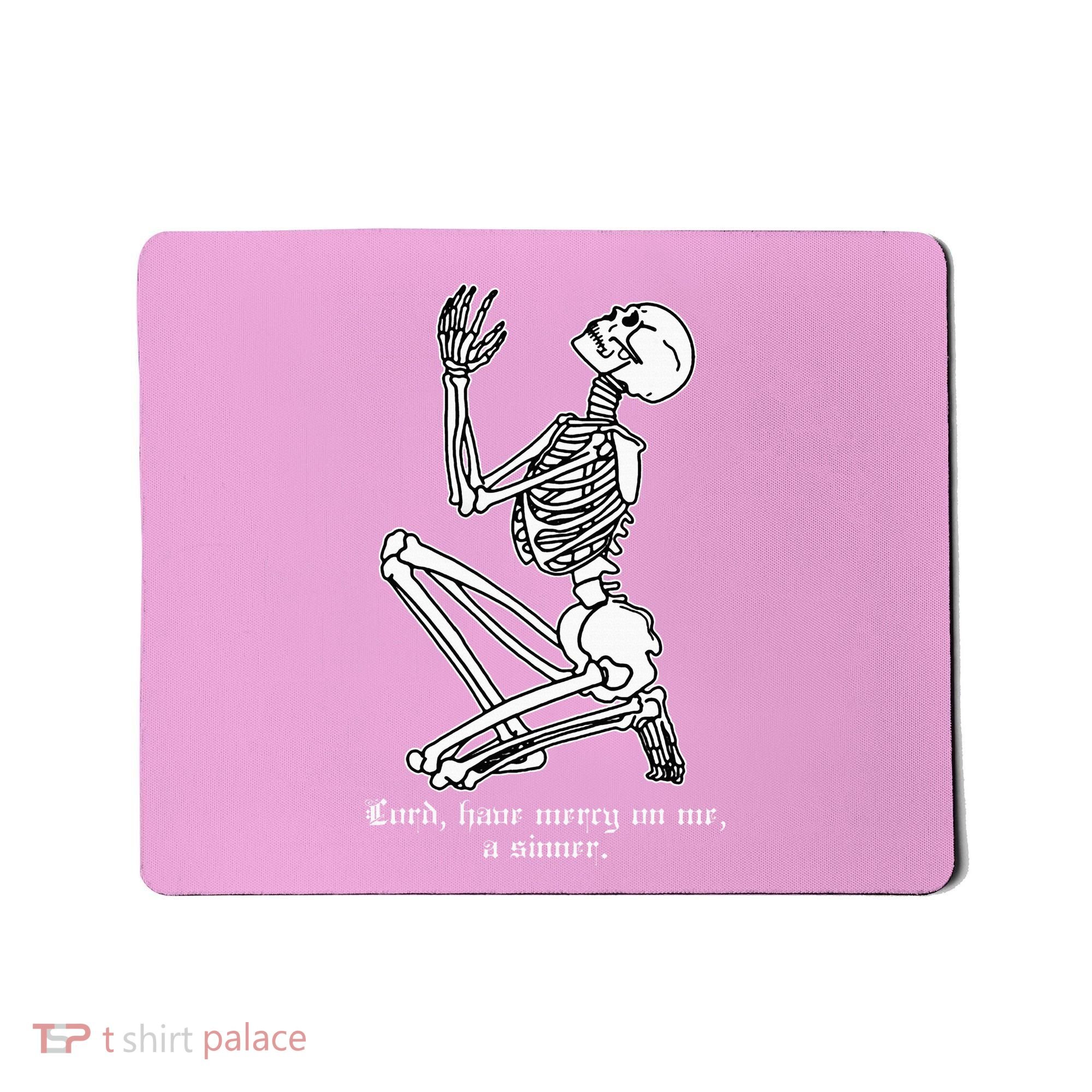 Skeleton Praying X Lord Have Mercy Sinner Gothic Blackwork Mousepad