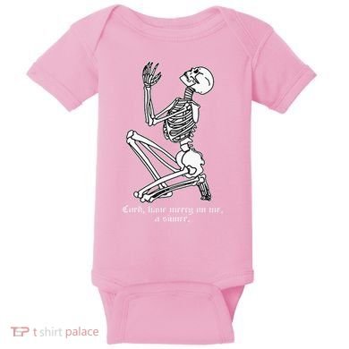 Skeleton Praying X Lord Have Mercy Sinner Gothic Blackwork Baby Bodysuit