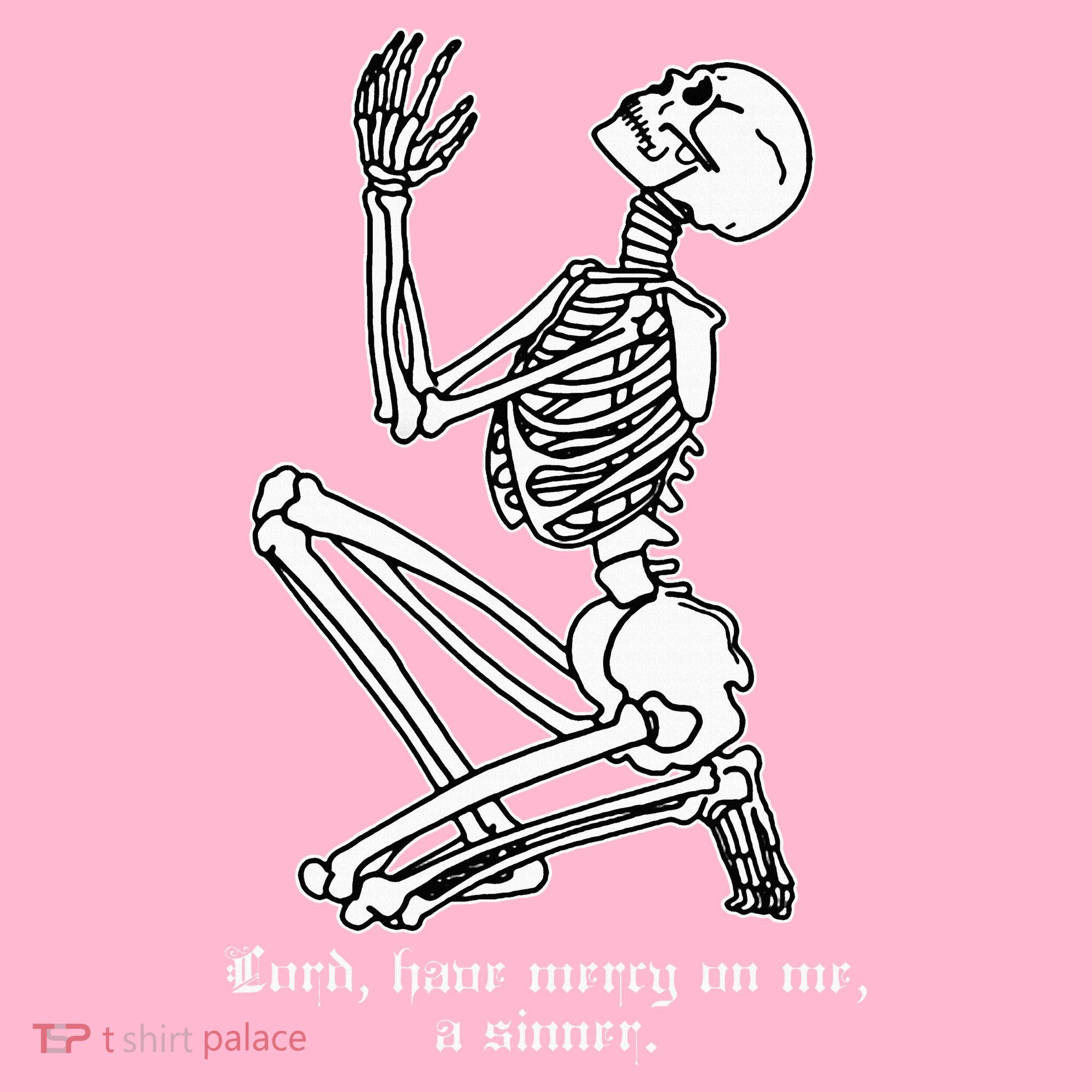 Skeleton Praying X Lord Have Mercy Sinner Gothic Blackwork Baby Bodysuit