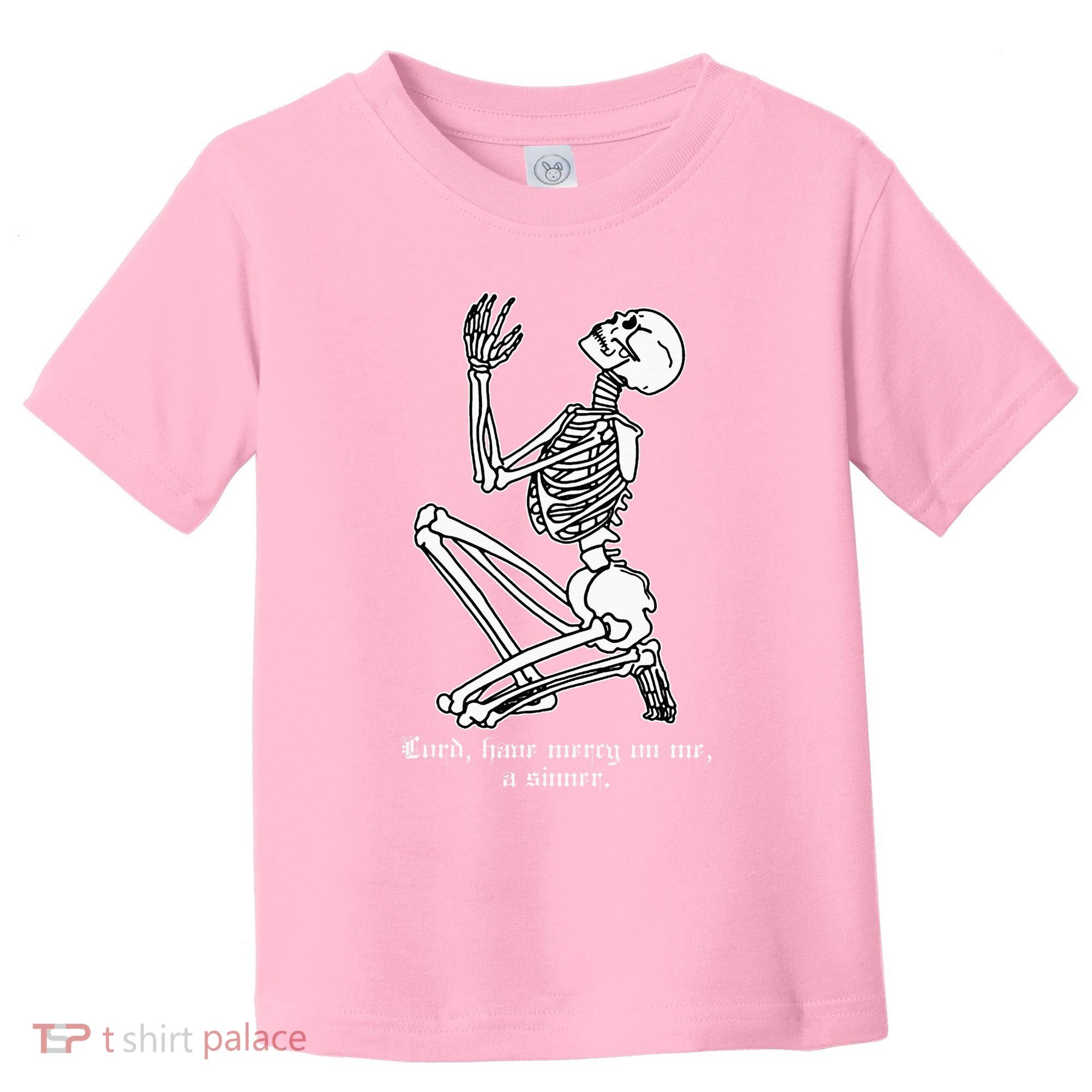 Skeleton Praying X Lord Have Mercy Sinner Gothic Blackwork Toddler T-Shirt