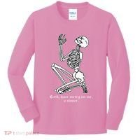 Skeleton Praying X Lord Have Mercy Sinner Gothic Blackwork Kids Long Sleeve Shirt thumb 0