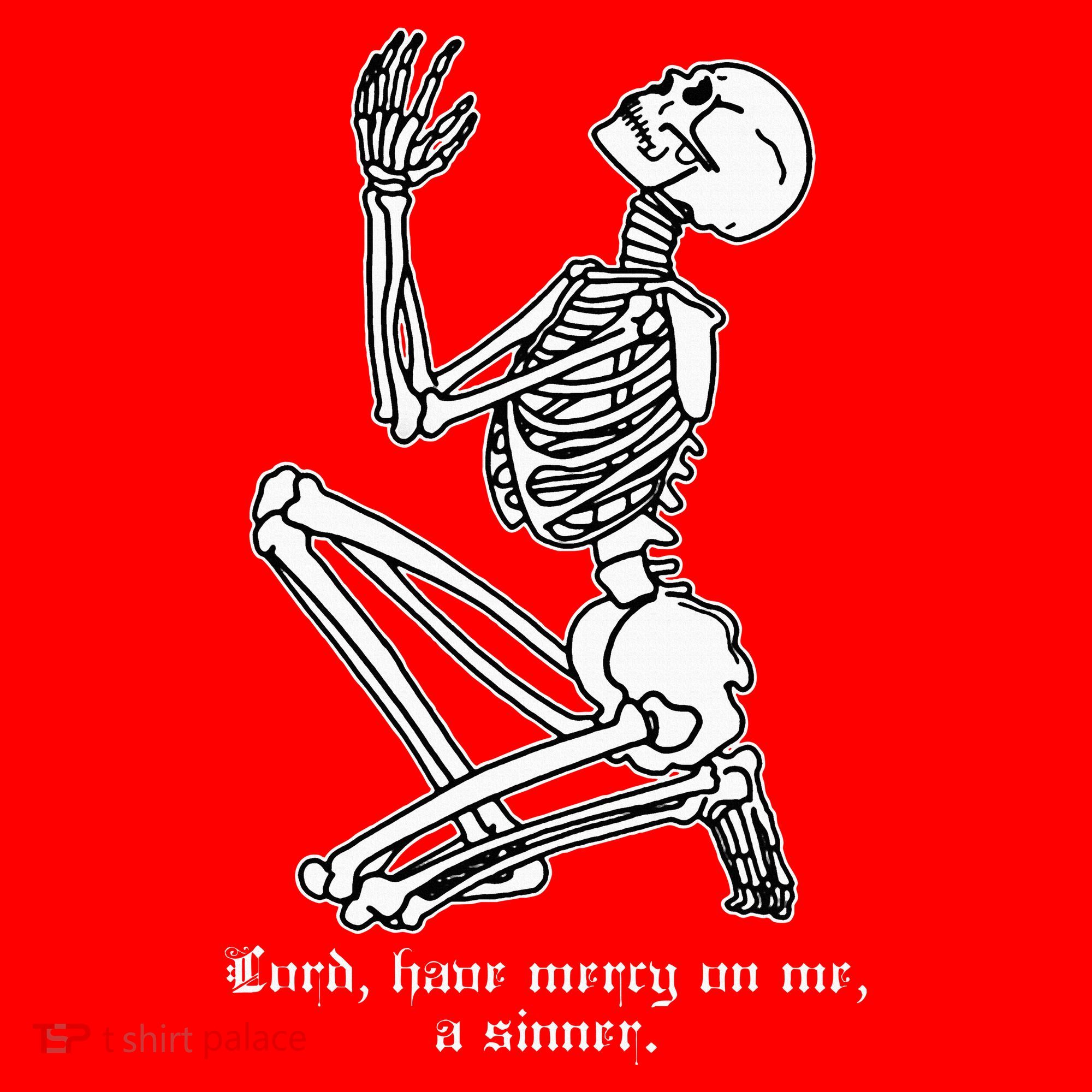 Skeleton Praying X Lord Have Mercy Sinner Gothic Blackwork Santa Hat