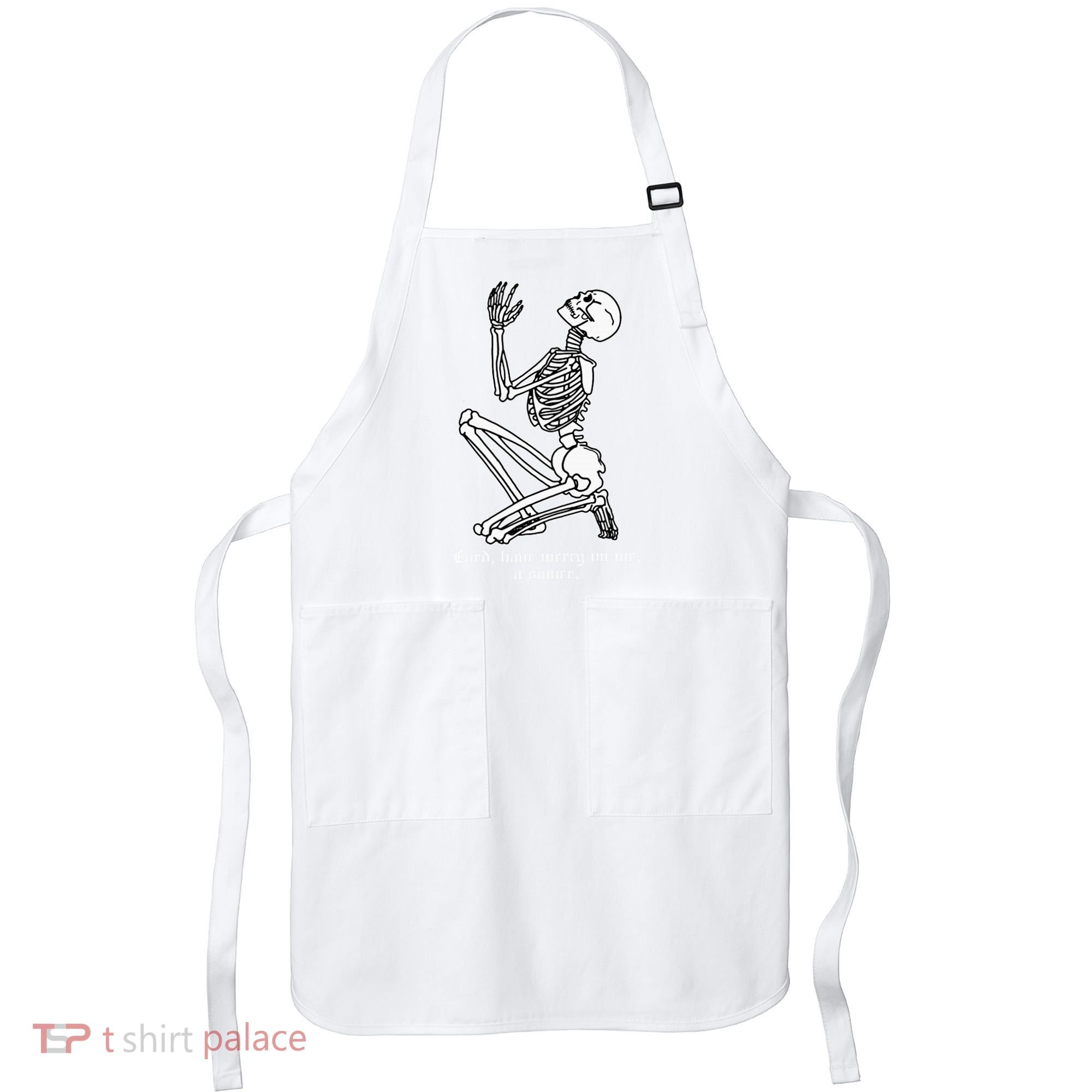 Skeleton Praying X Lord Have Mercy Sinner Gothic Blackwork Apron