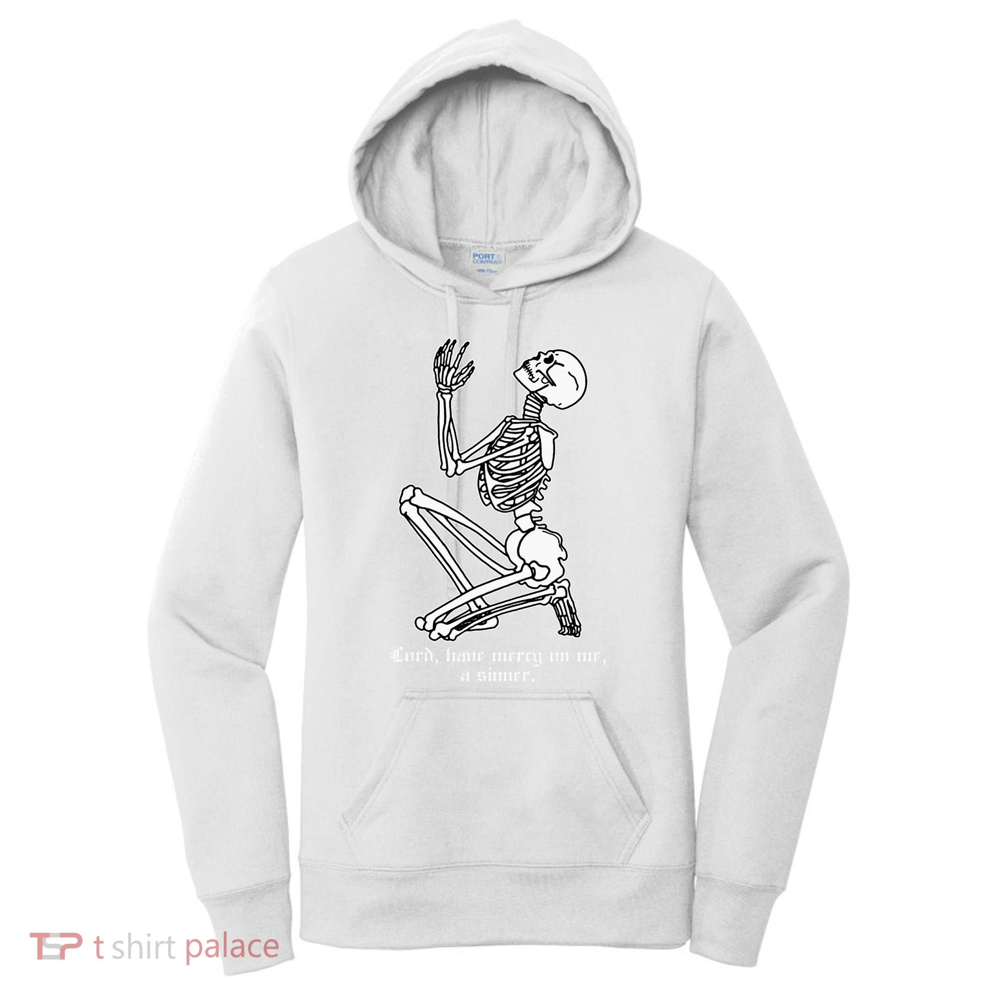 Skeleton Praying X Lord Have Mercy Sinner Gothic Blackwork Women's Hoodie