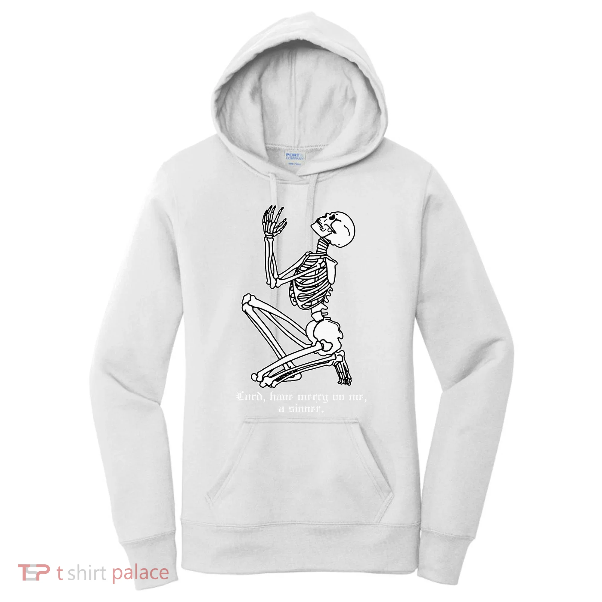 Skeleton Praying X Lord Have Mercy Sinner Gothic Blackwork Women's Hoodie
