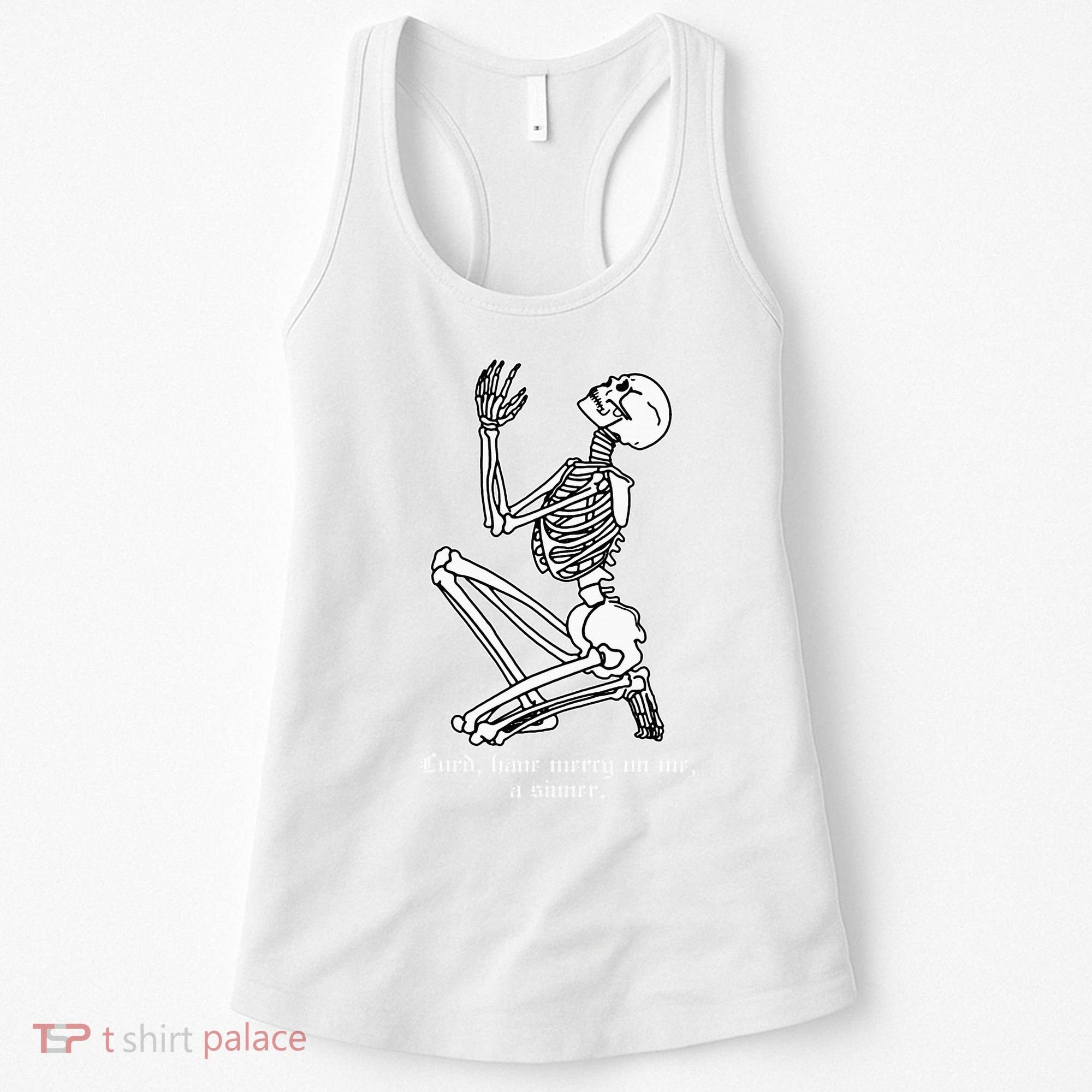 Skeleton Praying X Lord Have Mercy Sinner Gothic Blackwork Women's Tank Top