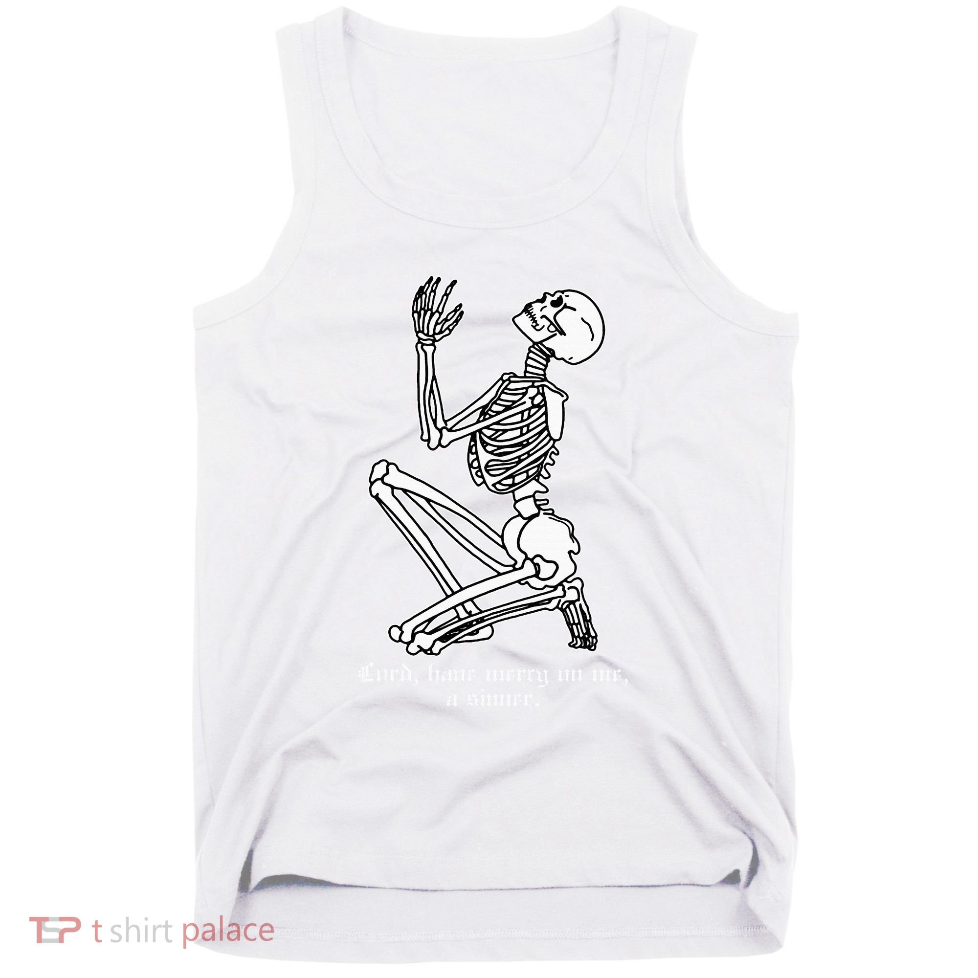 Skeleton Praying X Lord Have Mercy Sinner Gothic Blackwork Tank Top