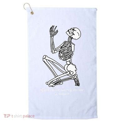 Skeleton Praying X Lord Have Mercy Sinner Gothic Blackwork Golf Towel