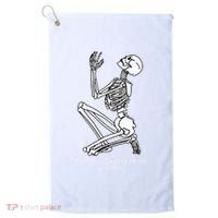 Skeleton Praying X Lord Have Mercy Sinner Gothic Blackwork Golf Towel thumb 0