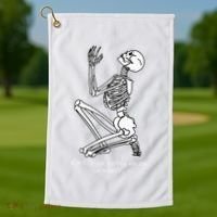 Skeleton Praying X Lord Have Mercy Sinner Gothic Blackwork Golf Towel thumb 1