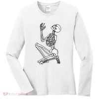 Skeleton Praying X Lord Have Mercy Sinner Gothic Blackwork Women's Long Sleeve Shirt thumb 0
